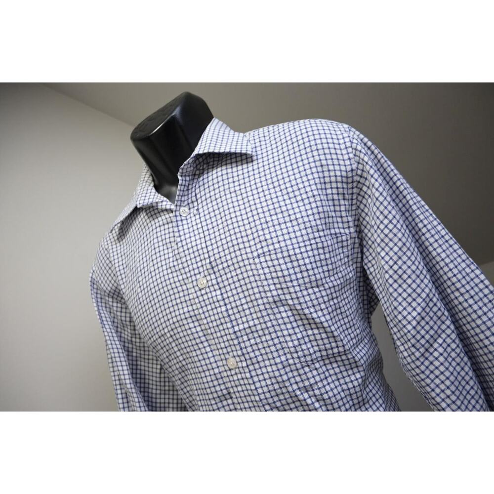 Faconnable France Dress‎ Shirt Plaid MADE IN USA Mens Sz 15.5 35/36 Medium Long